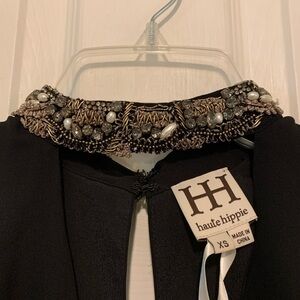 Haute Hippie Black silk halter tunic, size XS